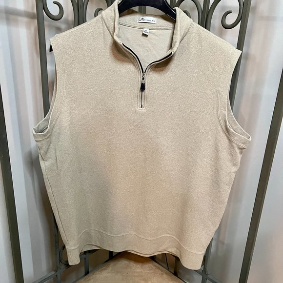 Peter Millar Mens XL Tan 1/4 Zip Sleeveless Pullover Golf Vest - Picture 1 of 5